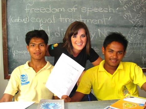 Brittany with Burmese migrant youth in Thailand.